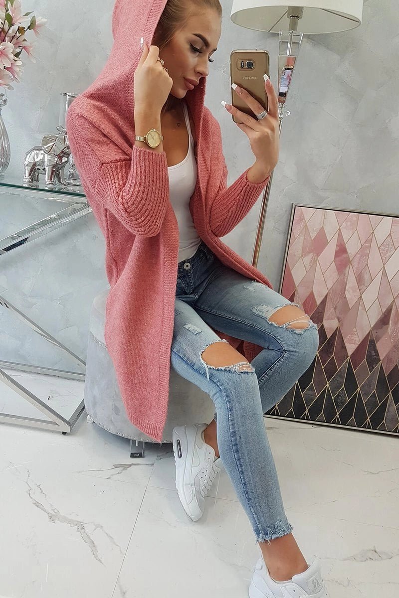 Cardigan with hood 2020 - 14 / – Pink || Dark цвет / color | Lexline Fashion