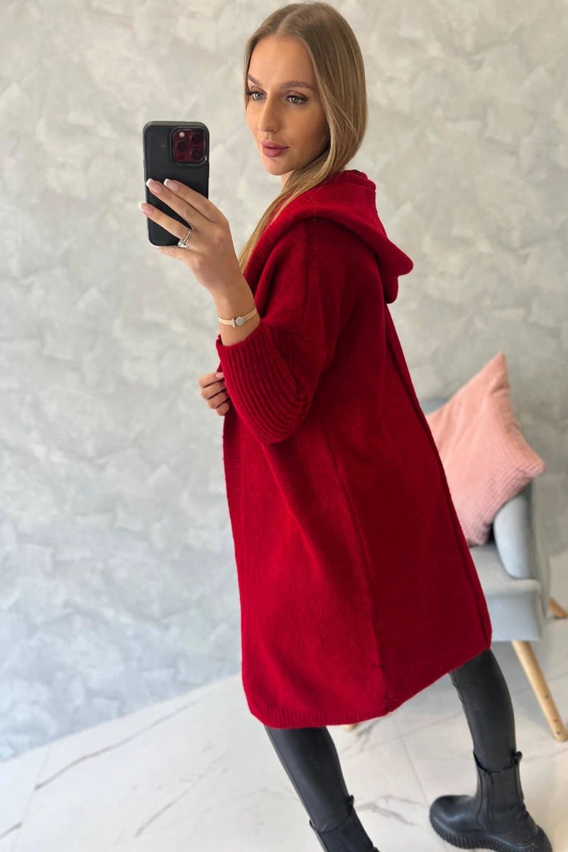 Cardigan with hood 2020 - 14 / – Red цвет / color | Lexline Fashion