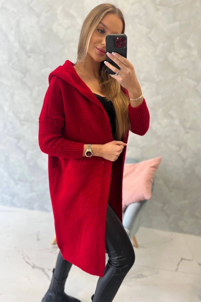 Cardigan with hood 2020 - 14 / – Red цвет / color | Lexline Fashion