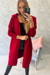 Cardigan with hood 2020 - 14 / – Red цвет / color | Lexline Fashion