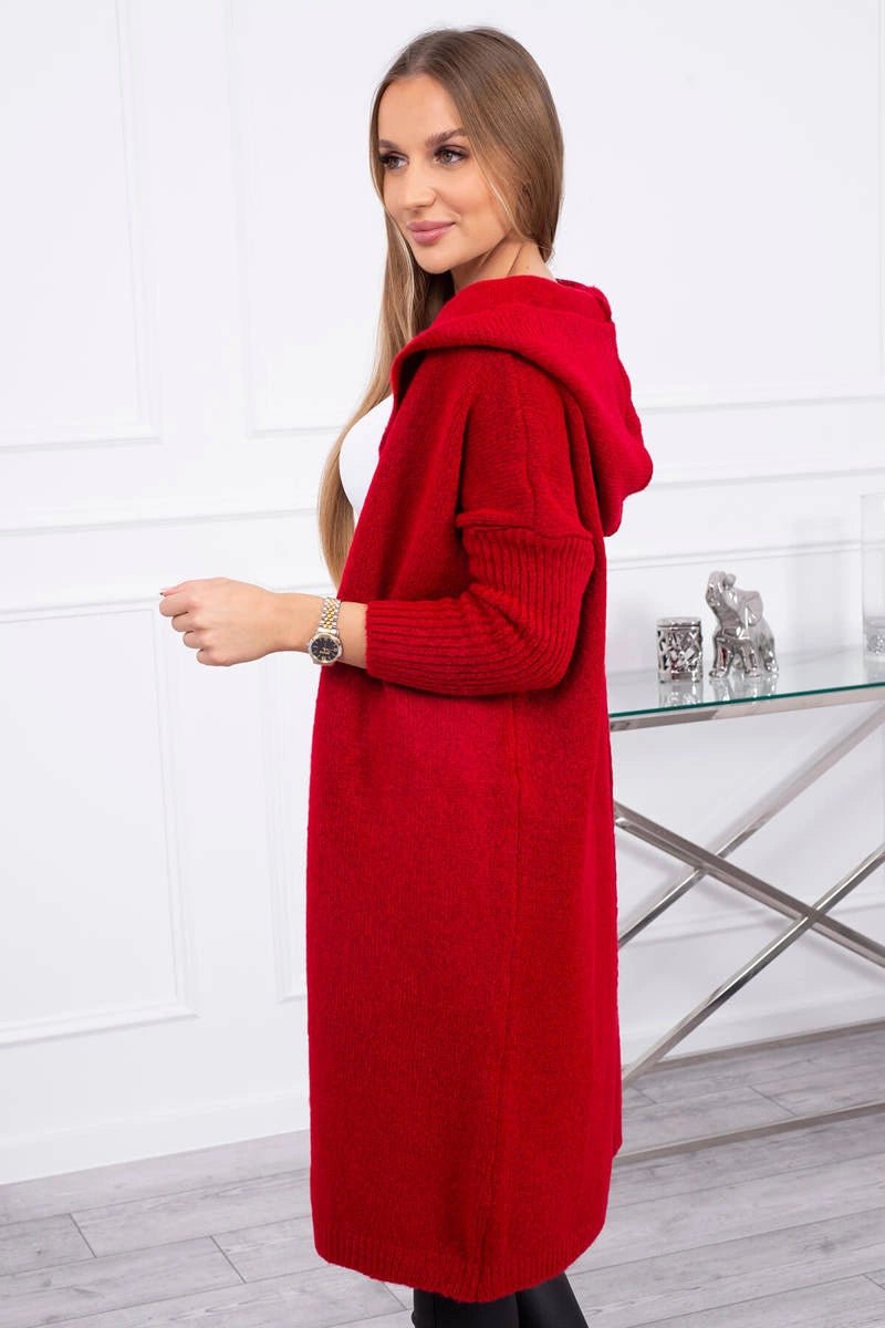 Cardigan with hood 2020 - 14 / – Red цвет / color | Lexline Fashion