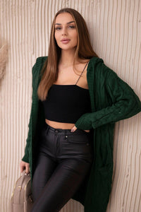 Cardigan with hood and pockets 2019 - 24 / – Dark || green цвет / color | Lexline Fashion