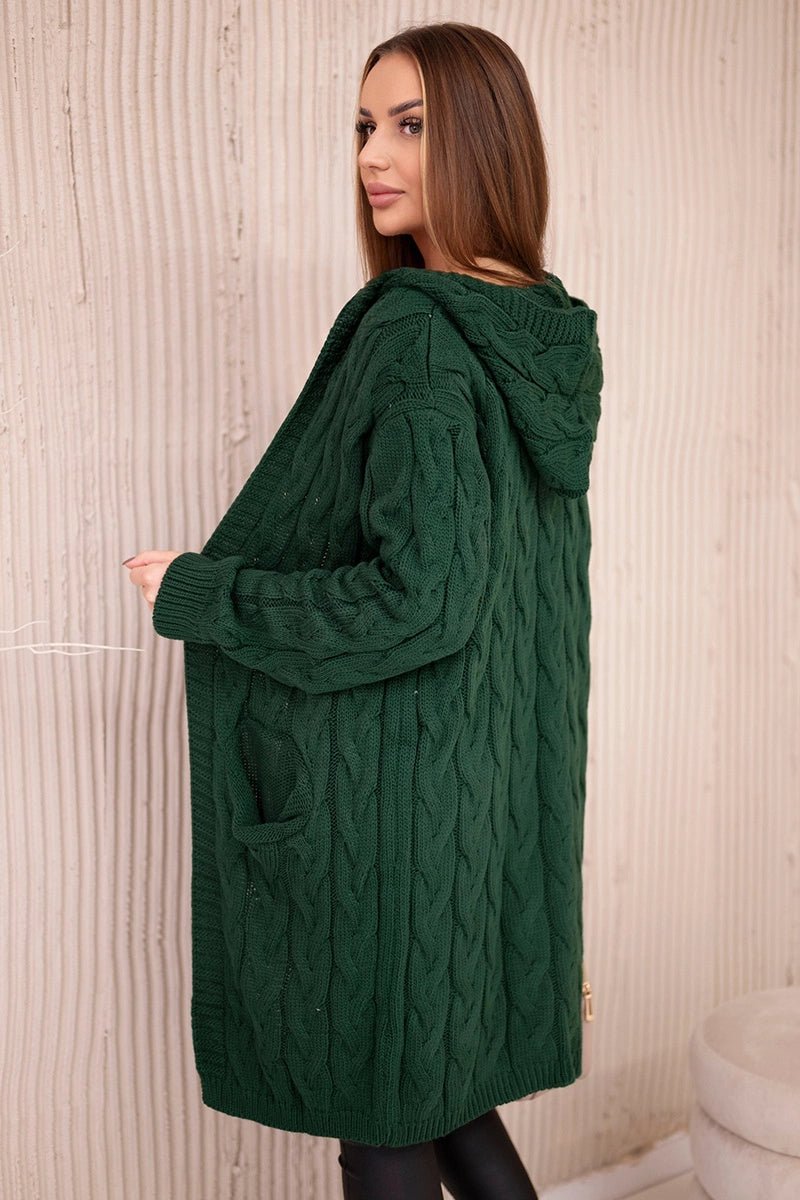 Cardigan with hood and pockets 2019 - 24 / – Dark || green цвет / color | Lexline Fashion