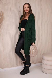 Cardigan with hood and pockets 2019 - 24 / – Dark || green цвет / color | Lexline Fashion