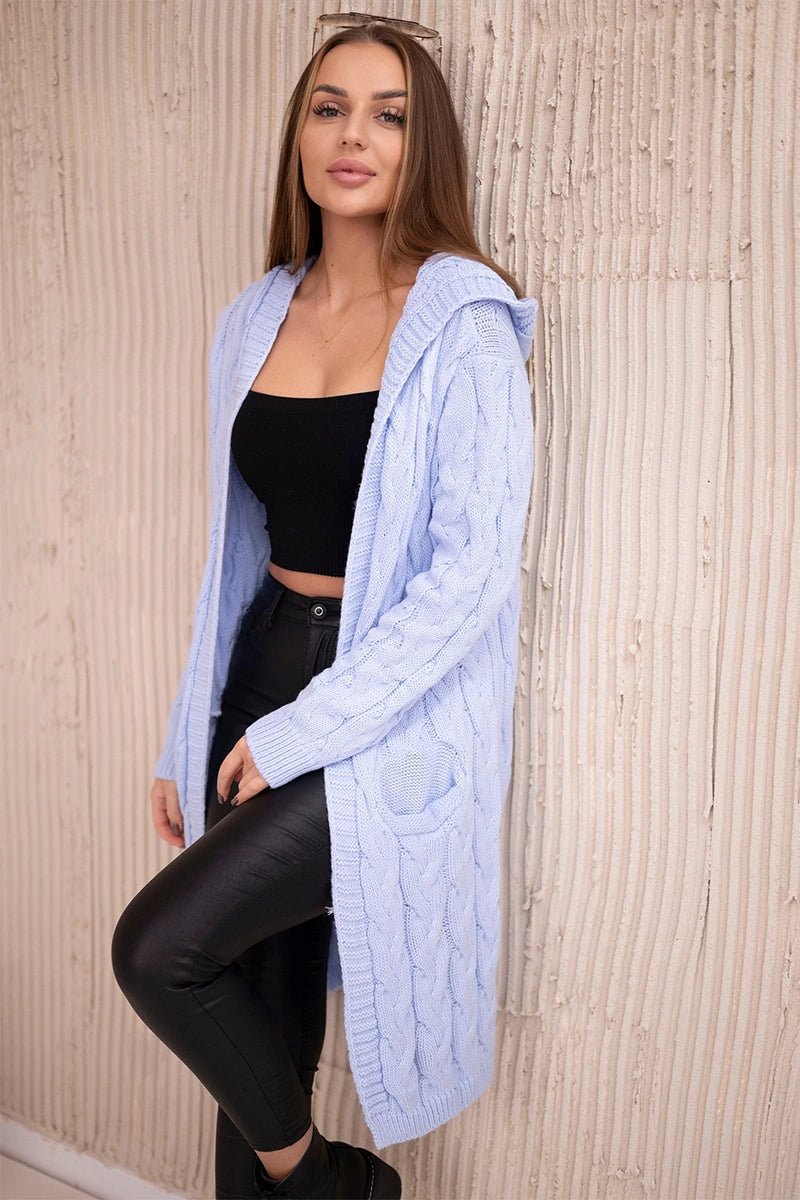 Cardigan with hood and pockets 2019 - 24 / – Light | Blue цвет / color | Lexline Fashion