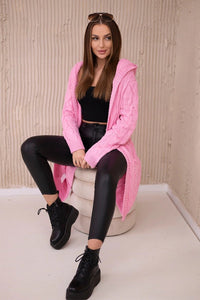 Cardigan with hood and pockets 2019 - 24 / – Light || Pink цвет / color | Lexline Fashion