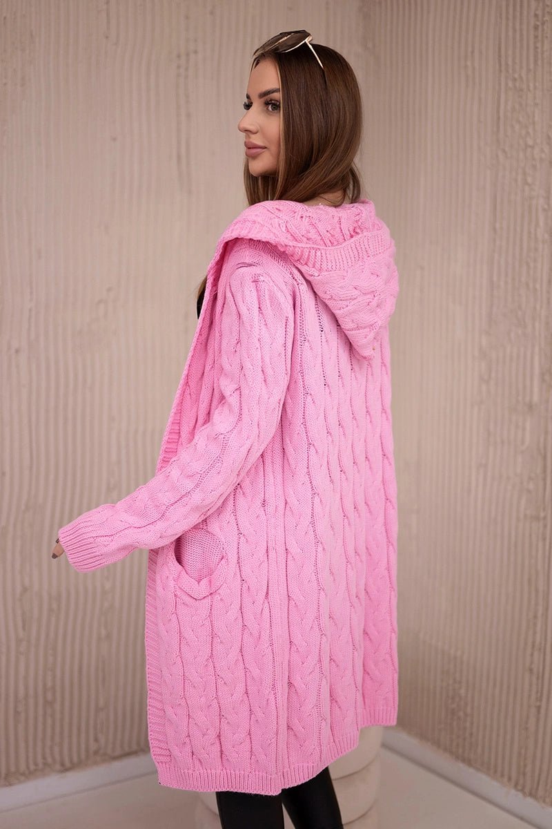 Cardigan with hood and pockets 2019 - 24 / – Light || Pink цвет / color | Lexline Fashion