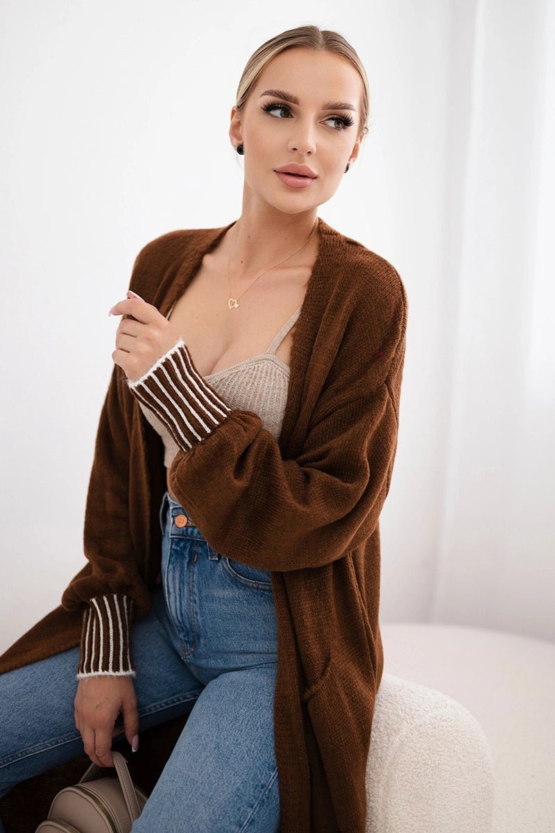 Cardigan with pockets IT - 48 / – Brown цвет / color | Lexline Fashion