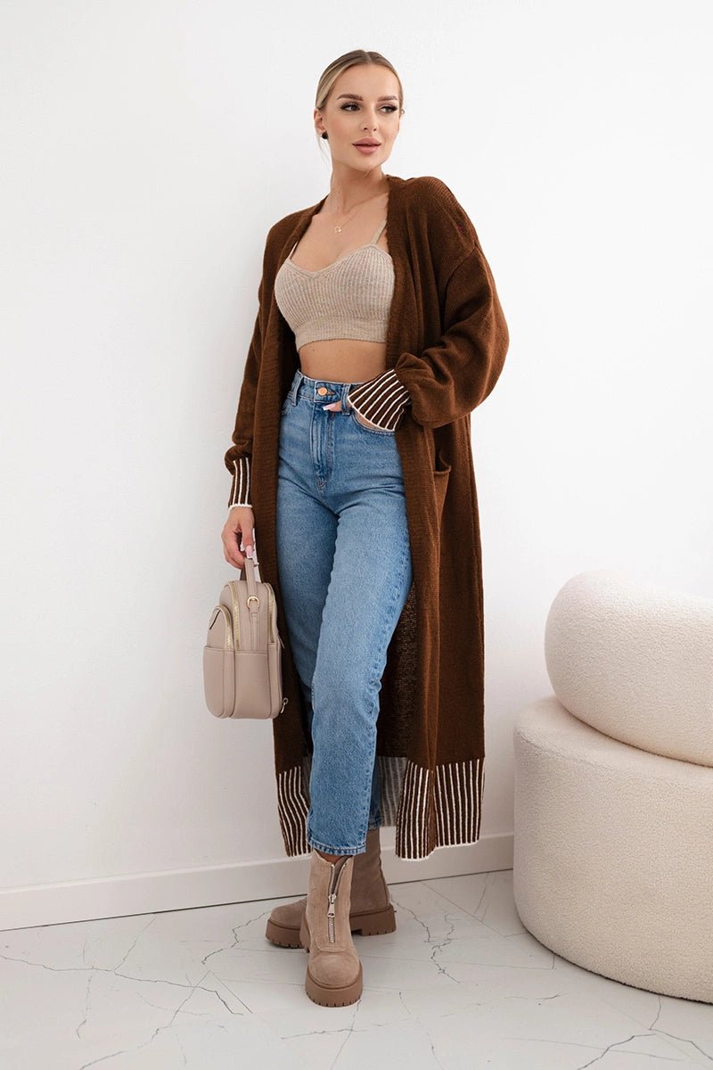 Cardigan with pockets IT - 48 / – Brown цвет / color | Lexline Fashion