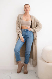 Cardigan with pockets IT - 48 / – Dark || beige цвет / color | Lexline Fashion