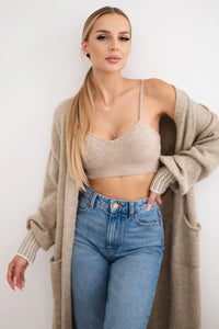 Cardigan with pockets IT - 48 / – Dark || beige цвет / color | Lexline Fashion