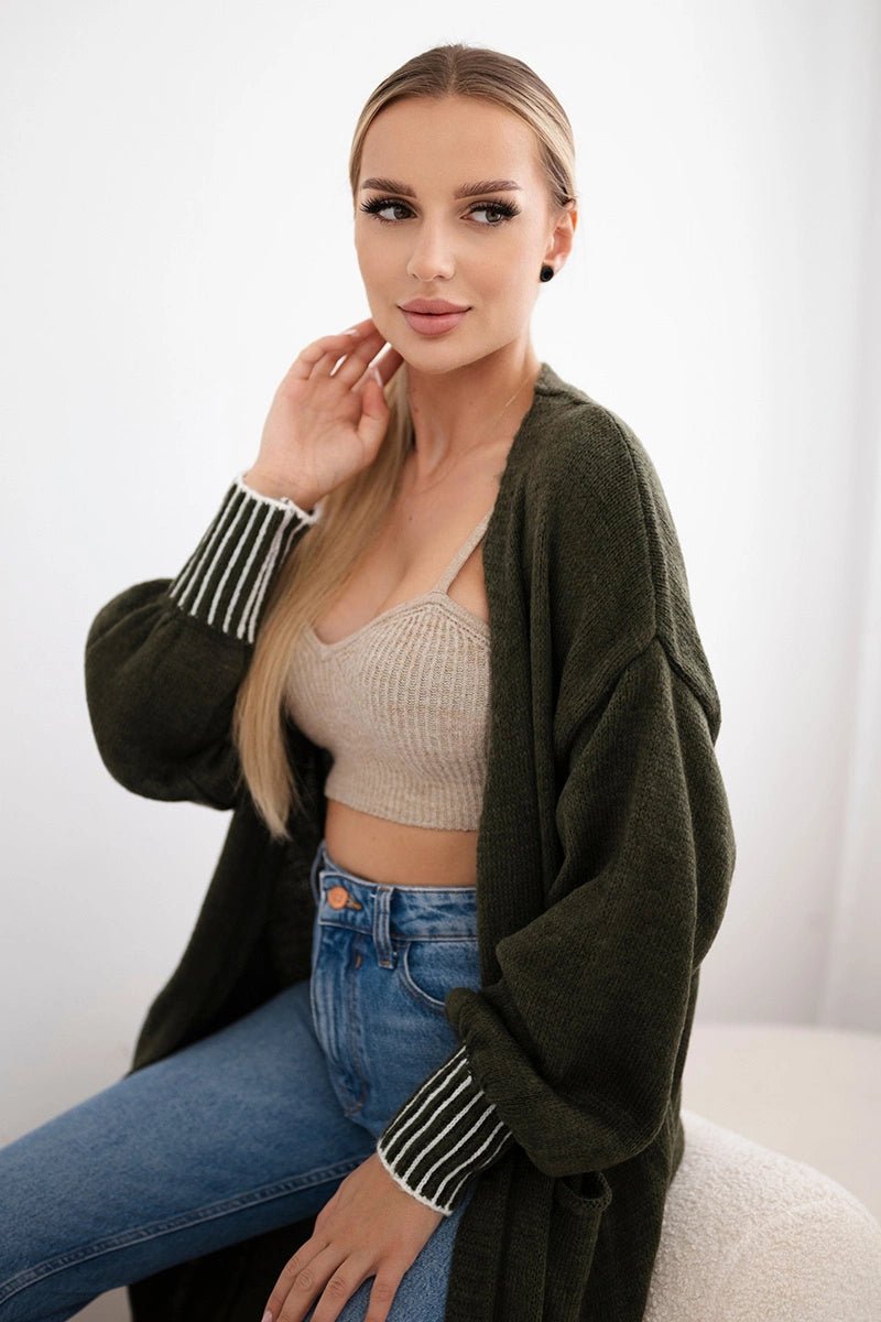 Cardigan with pockets IT - 48 / – Khaki цвет / color | Lexline Fashion