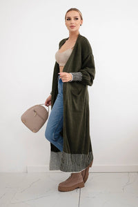 Cardigan with pockets IT - 48 / – Khaki цвет / color | Lexline Fashion