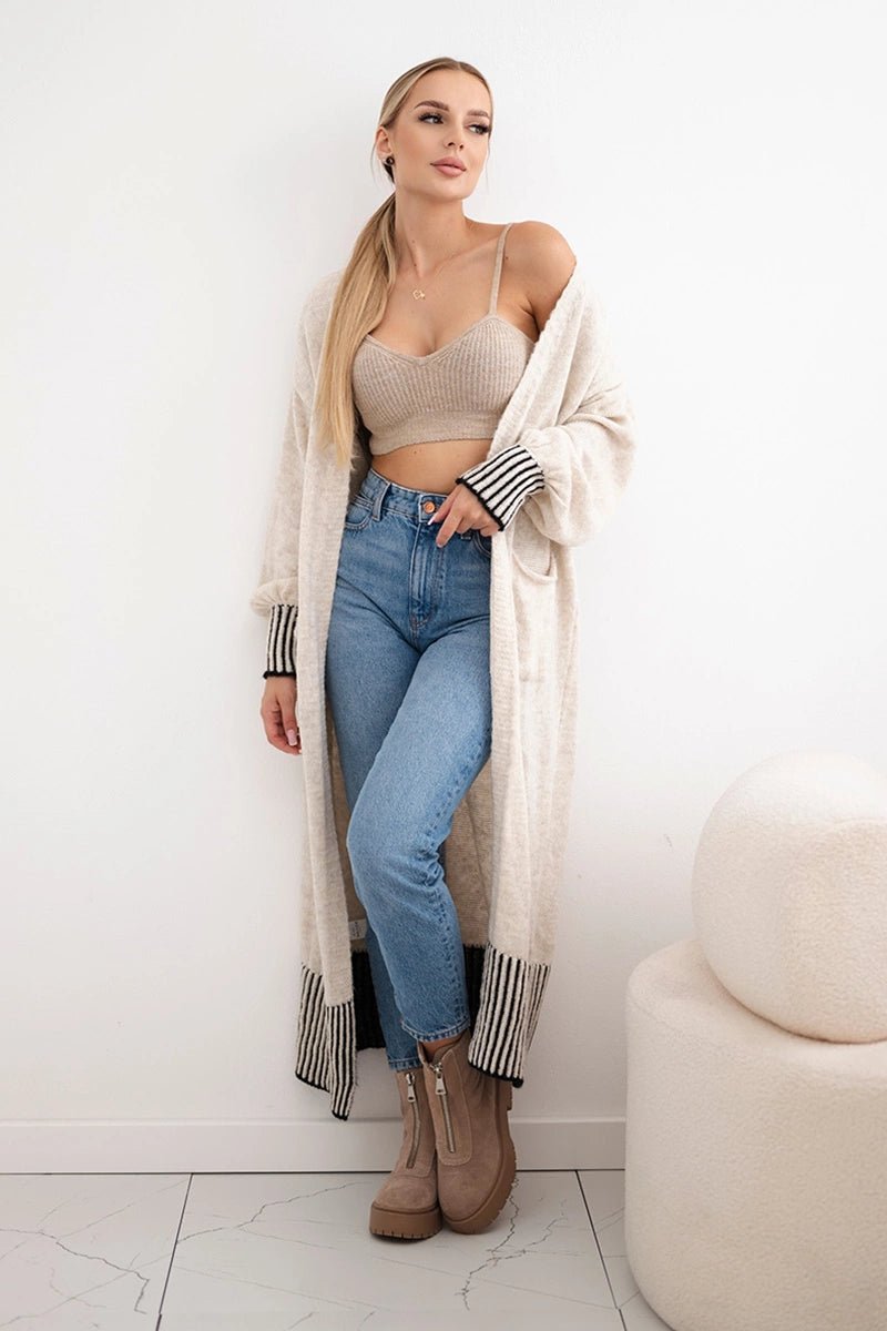 Cardigan with pockets IT - 48 / – Light || Beige цвет / color | Lexline Fashion