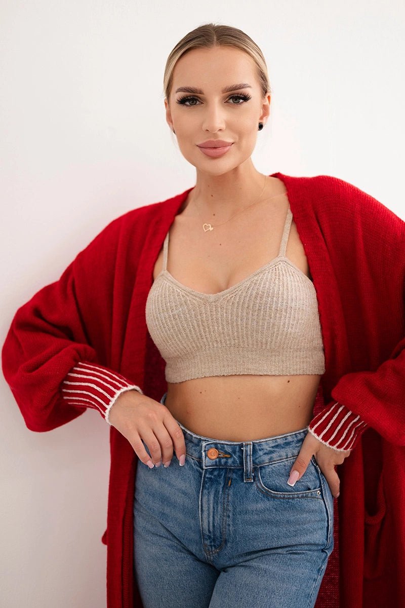 Cardigan with pockets IT - 48 / – Red цвет / color | Lexline Fashion