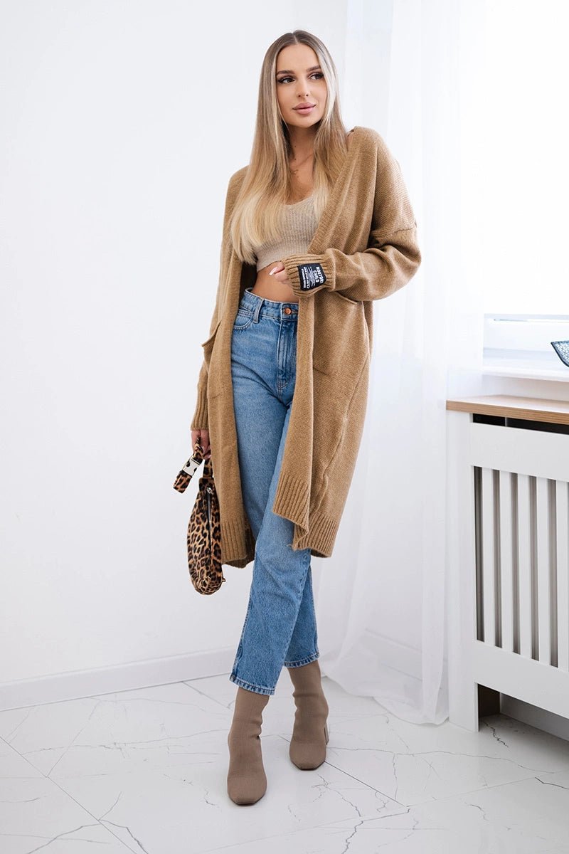 Cardigan with pockets IT - 52 / – Camel цвет / color | Lexline Fashion