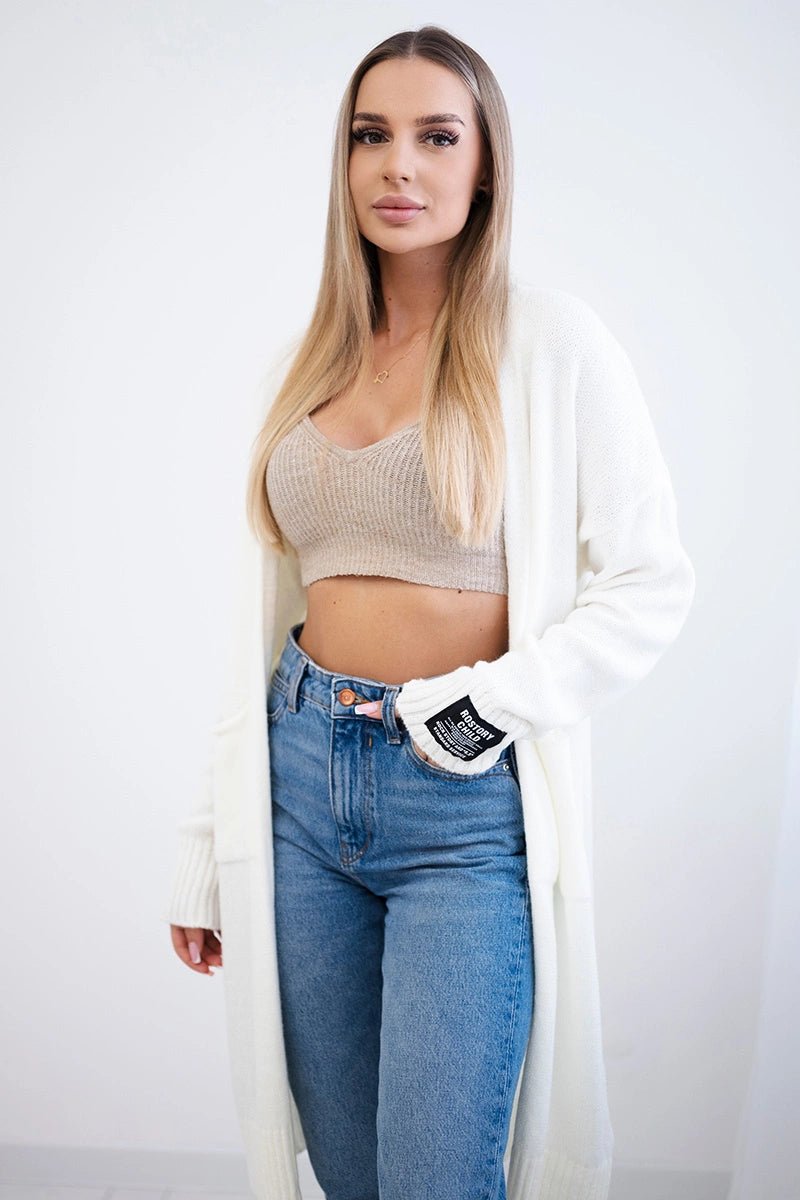 Cardigan with pockets IT - 52 / – Ecru цвет / color | Lexline Fashion