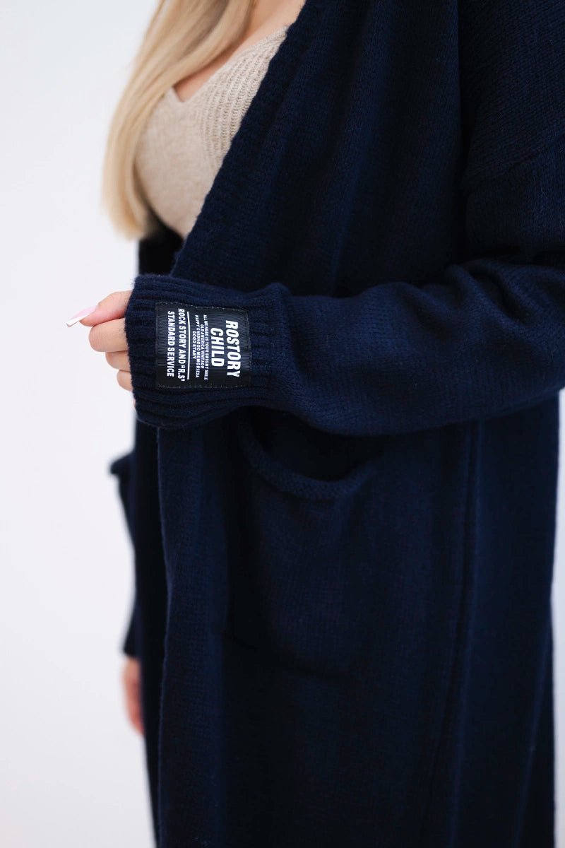 Cardigan with pockets IT - 52 / – Navy blue цвет / color | Lexline Fashion