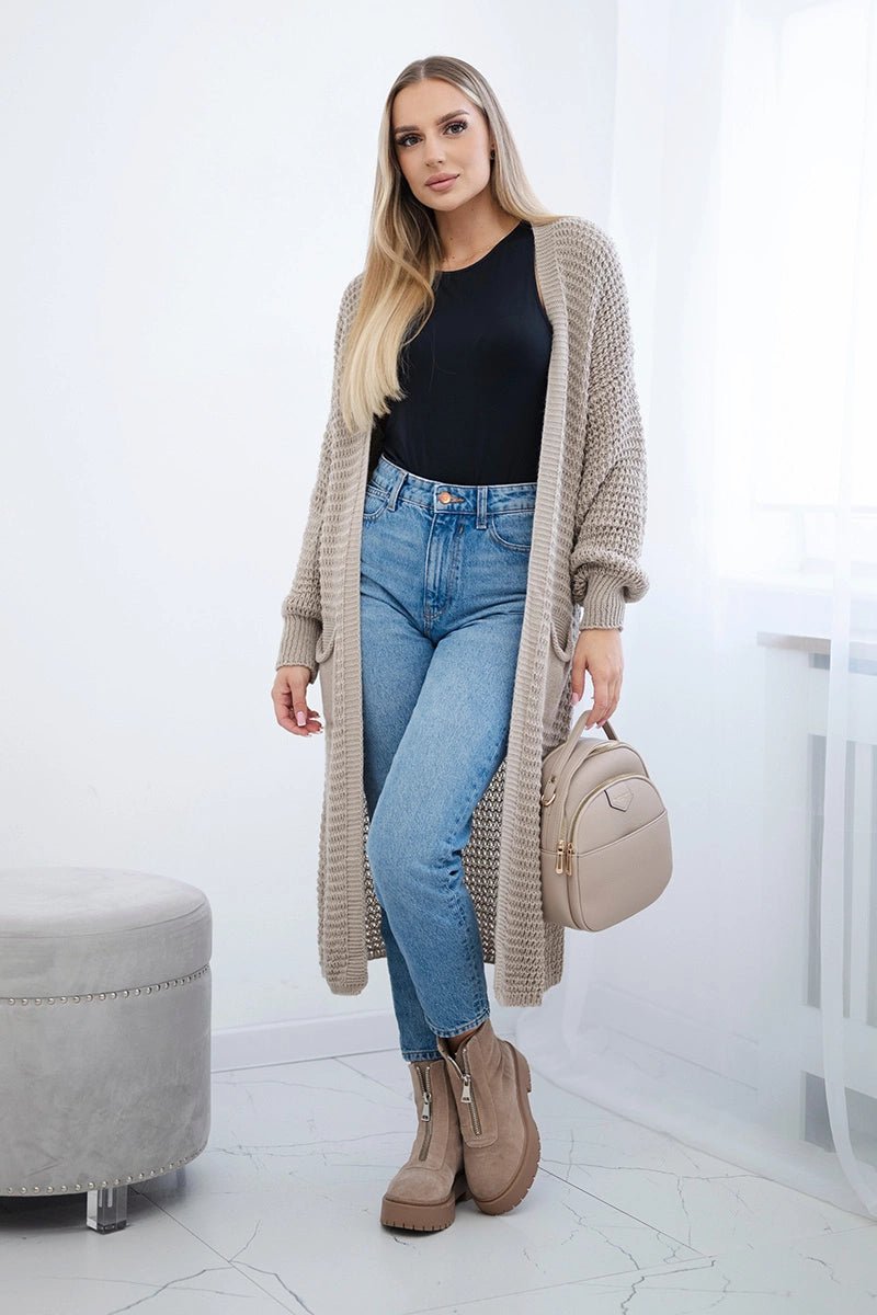 Cardigan with pockets IT - 56 / – Dark || beige цвет / color | Lexline Fashion