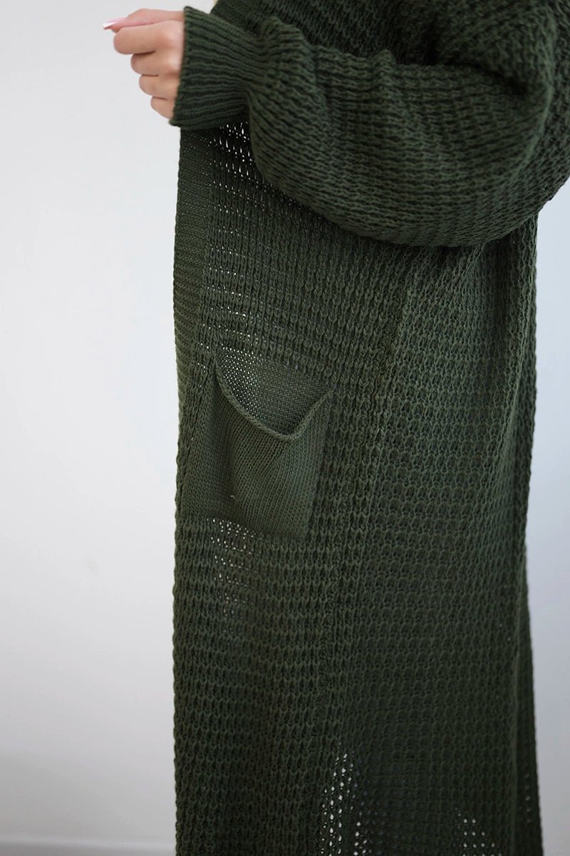 Cardigan with pockets IT - 56 / – Khaki цвет / color | Lexline Fashion