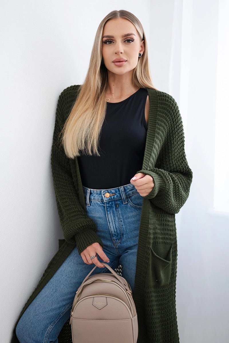 Cardigan with pockets IT - 56 / – Khaki цвет / color | Lexline Fashion