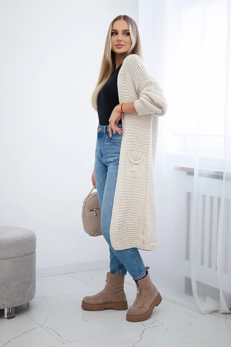 Cardigan with pockets IT - 56 / – Light || Beige цвет / color | Lexline Fashion