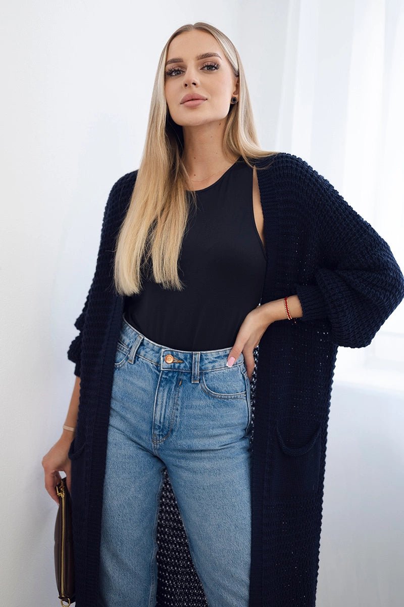 Cardigan with pockets IT - 56 / – Navy blue цвет / color | Lexline Fashion