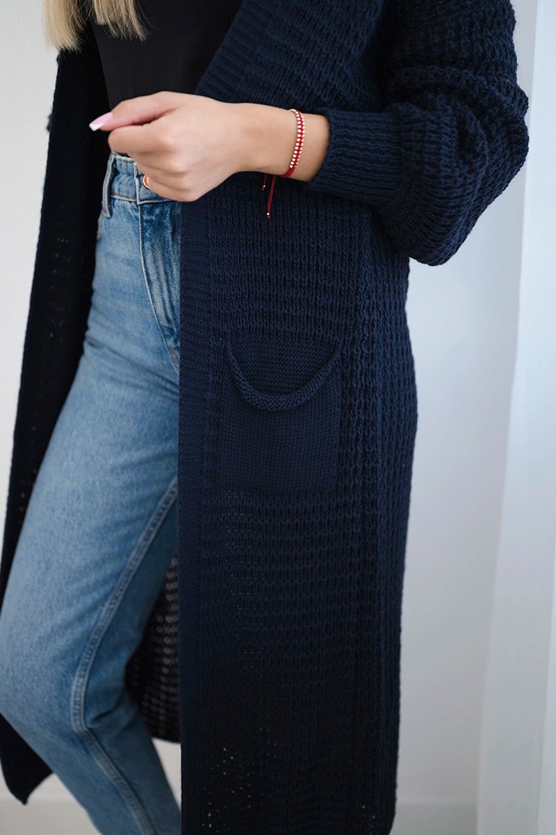Cardigan with pockets IT - 56 / – Navy blue цвет / color | Lexline Fashion