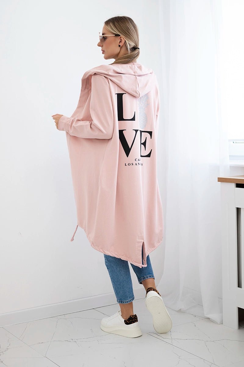 Cardigan with print 9113 / – Powder || Dark цвет / color | Lexline Fashion