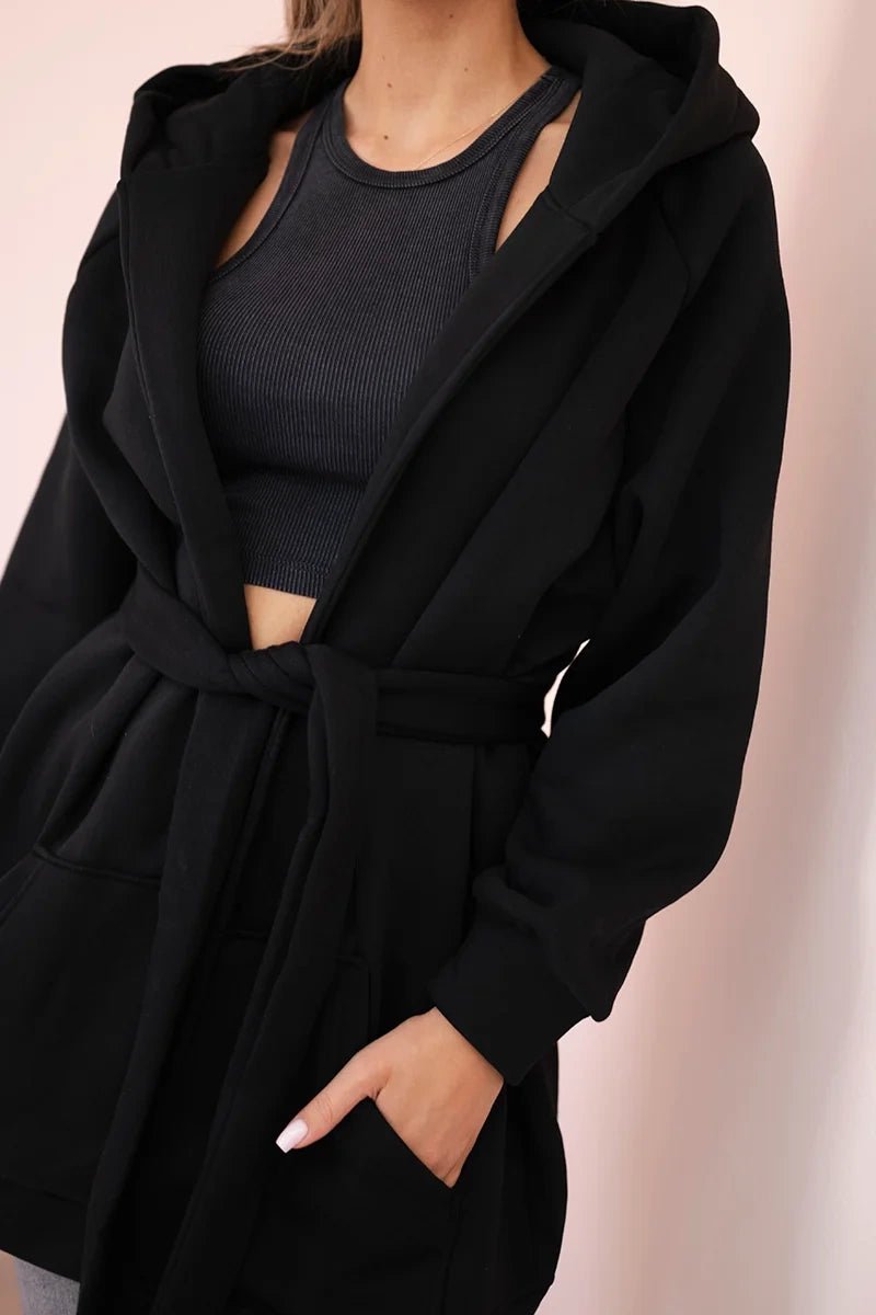Coat with hoodie 9364 / – Black цвет / color | Lexline Fashion