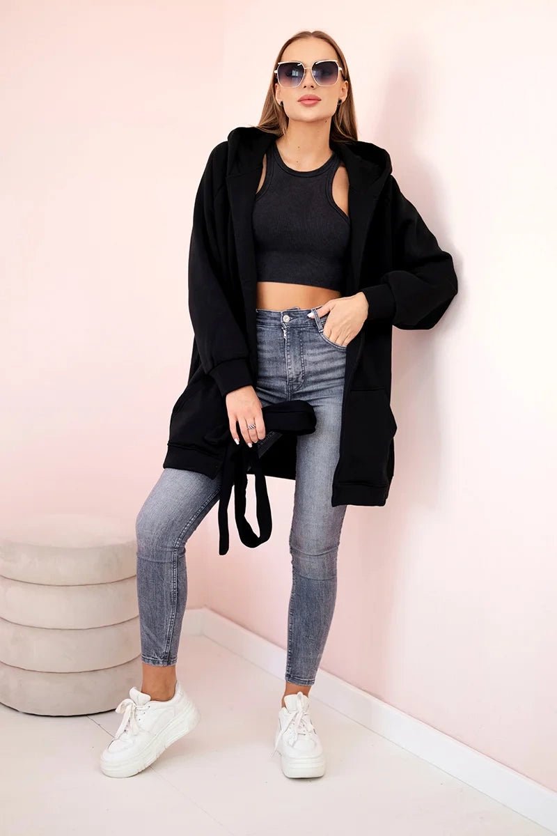 Coat with hoodie 9364 / – Black цвет / color | Lexline Fashion
