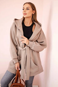Coat with hoodie 9364 / – Dark || beige цвет / color | Lexline Fashion