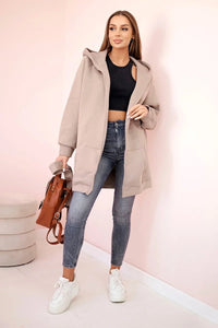 Coat with hoodie 9364 / – Dark || beige цвет / color | Lexline Fashion