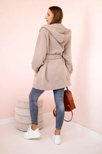 Coat with hoodie 9364 / – Dark || beige цвет / color | Lexline Fashion
