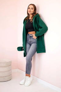 Coat with hoodie 9364 / – Dark || green цвет / color | Lexline Fashion