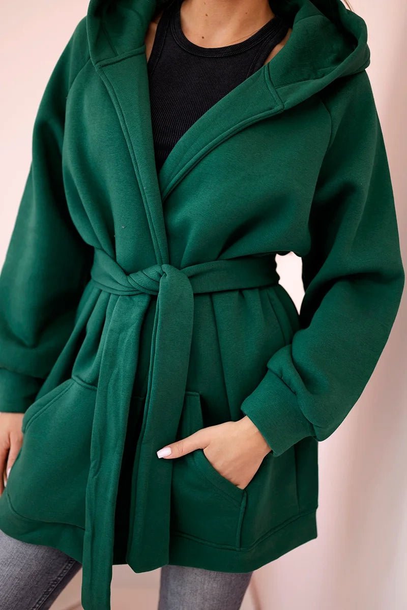 Coat with hoodie 9364 / – Dark || green цвет / color | Lexline Fashion