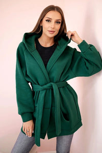 Coat with hoodie 9364 / – Dark || green цвет / color | Lexline Fashion