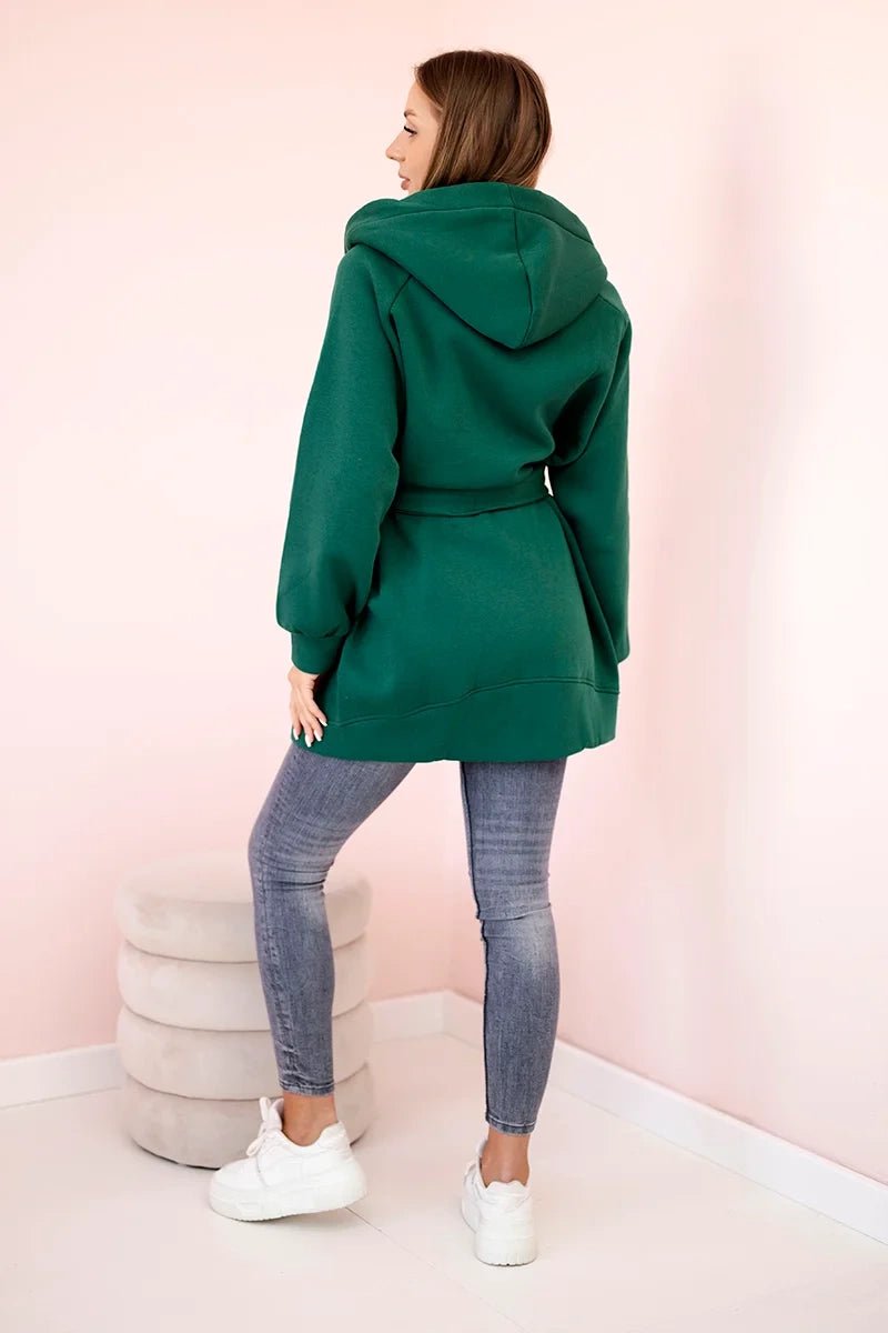 Coat with hoodie 9364 / – Dark || green цвет / color | Lexline Fashion