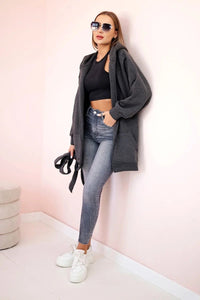 Coat with hoodie 9364 / – Graphite цвет / color | Lexline Fashion