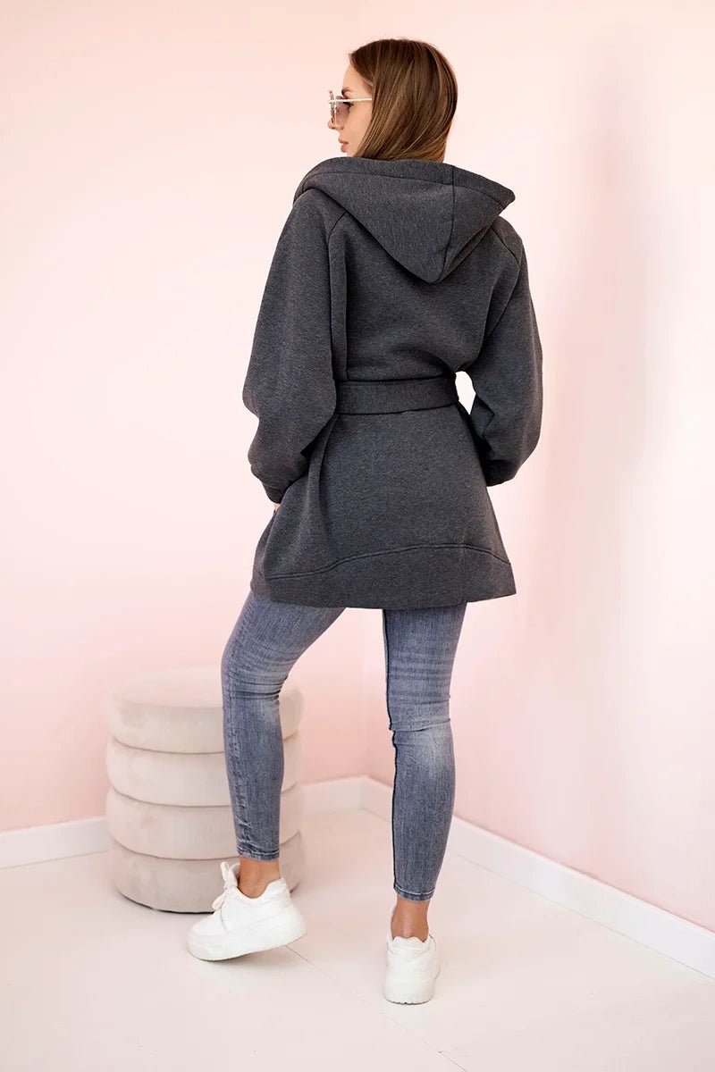 Coat with hoodie 9364 / – Graphite цвет / color | Lexline Fashion