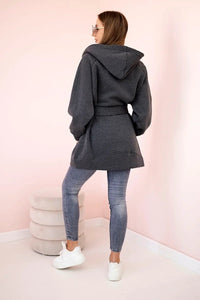 Coat with hoodie 9364 / – Graphite цвет / color | Lexline Fashion