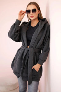 Coat with hoodie 9364 / – Graphite цвет / color | Lexline Fashion