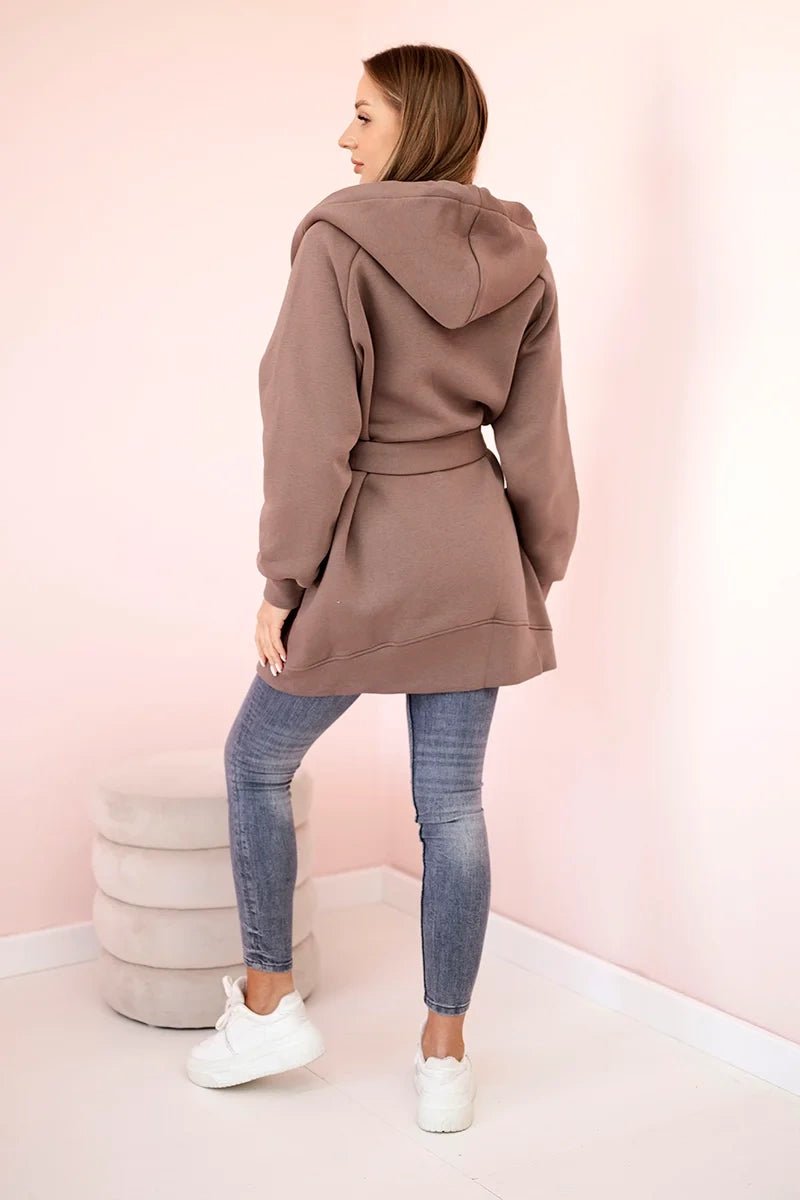 Coat with hoodie 9364 / – Mocca цвет / color | Lexline Fashion