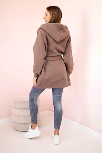 Coat with hoodie 9364 / – Mocca цвет / color | Lexline Fashion