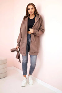 Coat with hoodie 9364 / – Mocca цвет / color | Lexline Fashion