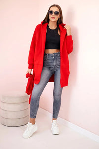 Coat with hoodie 9364 / – Red цвет / color | Lexline Fashion