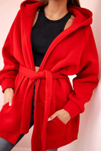 Coat with hoodie 9364 / – Red цвет / color | Lexline Fashion