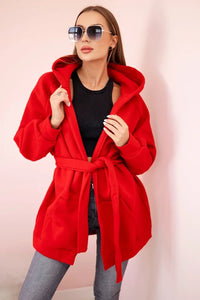 Coat with hoodie 9364 / – Red цвет / color | Lexline Fashion