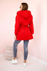 Coat with hoodie 9364 / – Red цвет / color | Lexline Fashion