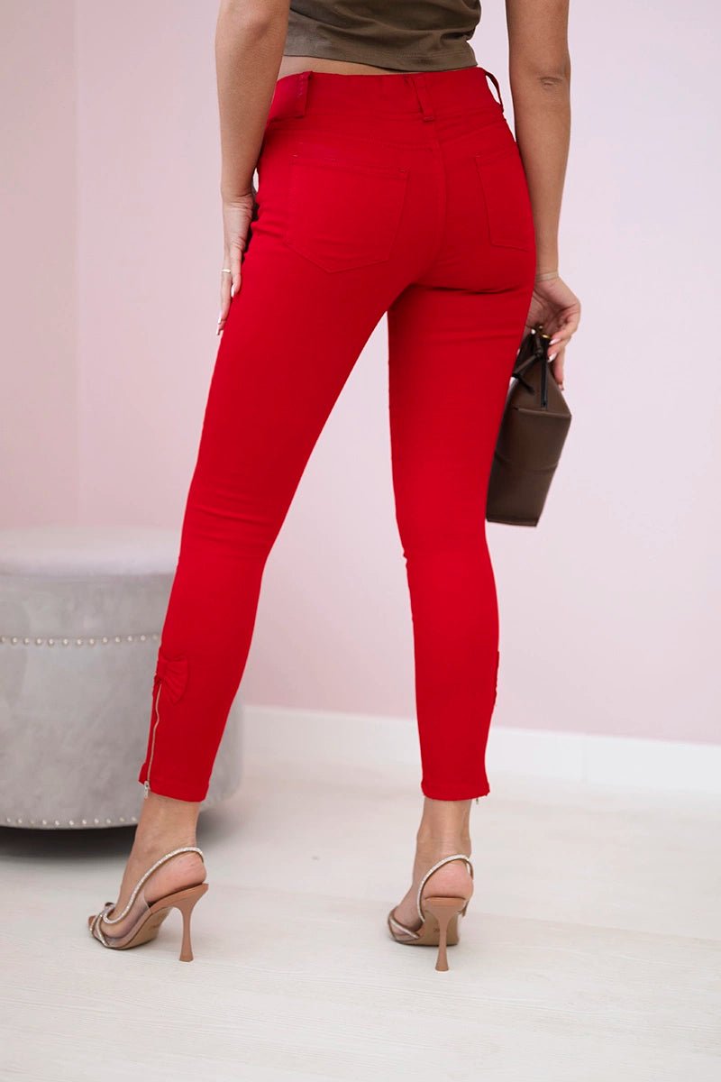 Colorful jeans with bow 3635 / – Red цвет / color | Lexline Fashion